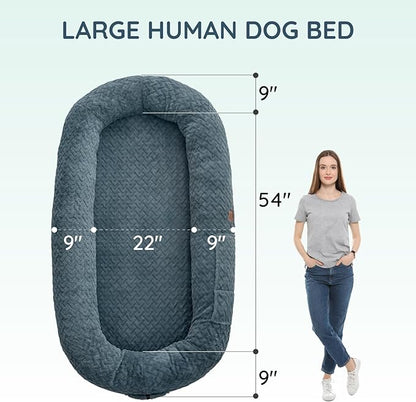 ChiXnuggle Human Dog Bed Cover - Luxury Faux Fur Giant Size Dog Bed Cover, 72"x40"x10", Grayish Blue