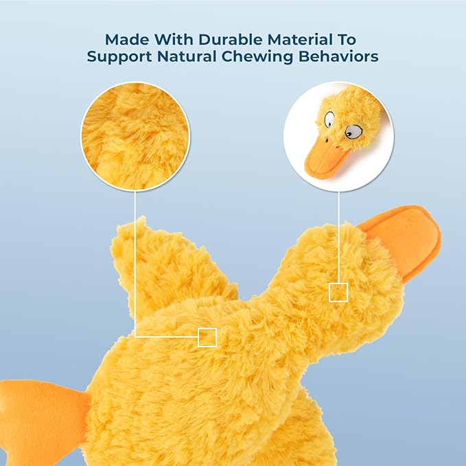 Best Pet Supplies Interactive Squeaky Dog Chew Toy, Ideal Dog Toys for Chewers, Small, Medium & Large Dogs, and Fetch Lovers - Ducky Doodle (Yellow), Large
