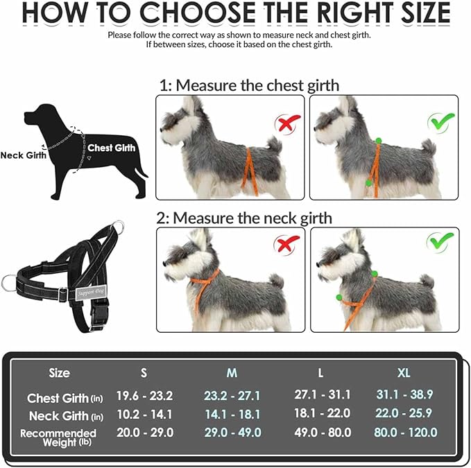Lukovee No Pull Dog Harness & Leash Set - Heavy Duty Dog Vest Harness with Soft Padded for Medium Large Dogs, Adjustable Reflective Tactical Pet Harness for Easy Walk and Training (XL, Black)