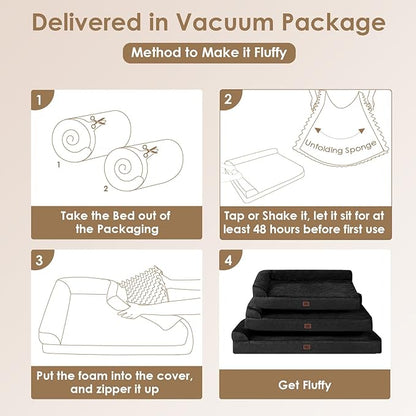 EHEYCIGA XXL Dog Bed Memory Foam, Orthopedic Giant Dog Bed Jumbo with Washable Removable Cover, Waterproof Pet Sofa Couch with Nonskid Bottom, 48x35x7.5, Black