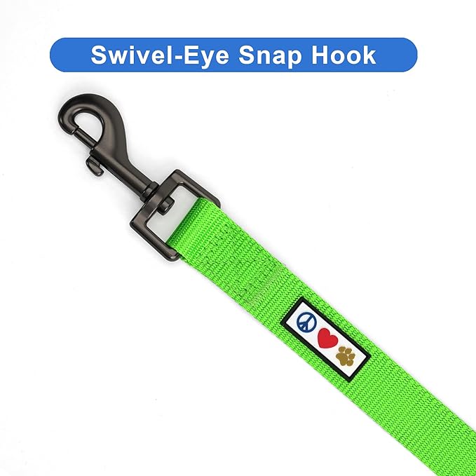 Pawtitas Solid 6 ft Green Dog Leash XS/S Custom Name and Phone Embroidery Strong Nylon Leash for Small Breeds