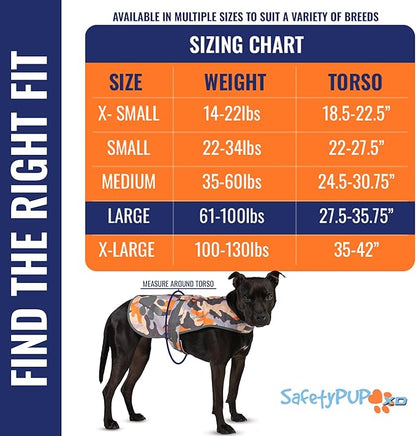 SafetyPUP XD Dog Reflective Vest – Hi-Vis Fluorescent Visibility That Helps to Safeguard Your Pet On/Off Leash in Urban & Rural Areas (Camo, Large)