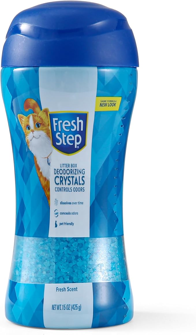 Fresh Step Cat Litter Crystals in Fresh Scent - Cat Litter Box Deodorizer - Combats Odors and Neutralizes Smells to Keep Your Home Clean, 15 Ounce