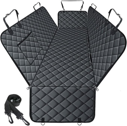 NECKORY Waterproof Dog Car Seat Cover for Back Seat - Durable, Scratch Proof Pet Hammock with Nonslip Design & Storage Pockets, Fits Cars, SUVs, Trucks- S, Black