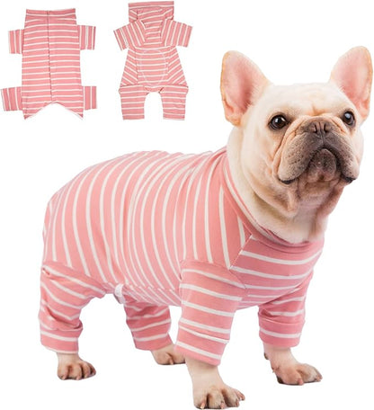 AOKAZI Dog Surgery Recovery Suit - Puppy Cat Onesie for Shedding Skin Disease Wound Protection, Medical Pet Surgical Suit w/Long Sleeve, Dog Pajamas (Pink, Medium)