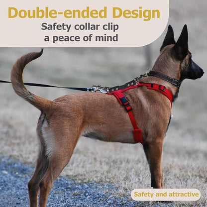 Dog Safety Collar Clip – Waterproof Backup Connector with Dual Hooks for Harness and Collar | Leash Safety Attachment for Training & Walking (Black, 9 inch)