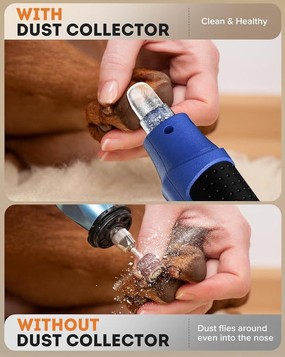 7-Speed Dog Nail Grinder with LED Light – Ultra Quiet Electric Pet Nail Trimmer for Large Dogs & Cats – Professional Grooming Tool with Dust Collector, One-Hand Speed Control & Instant Stop Safety