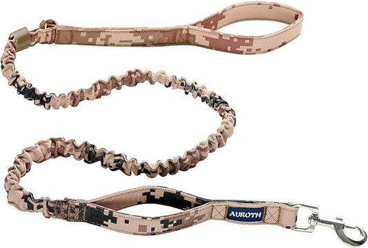 AUROTH Heavy Duty Dog Leash - Bungee, No Pull for Shock Absorption, Desert Camo for Medium Large Breeds, 6FT, 2 Padded Handles