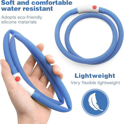 HIGO Light Up Dog Collar, Lightweight LED Dog Collar for Dogs Cats, USB Rechargeable LED Dog Necklace Light Makes Your Beloved Dogs Glow in The Dark (Blue-Silicone)