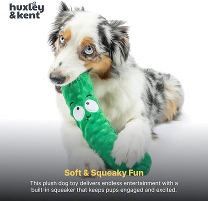 Huxley & Kent Funny Dog Toy w/Squeaker – Power Plush Squeaky Dog Toys for Small, Medium & Large Dogs – Soft Stuffed Animal for Indoor Play & Fetch - Fetchies® Dell Pickle, Small