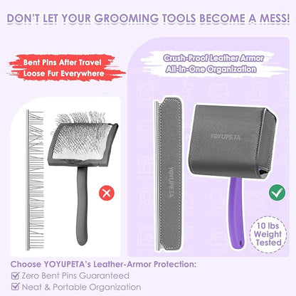 Large Slicker Brush for Dogs,Doodle Brush for Poodles, Goldendoodles, Labradoodle, Extra Long Pins for Detangling Matted Fur & Reducing Shedding, Dog Grooming Kit with Wooden Handle. Purple