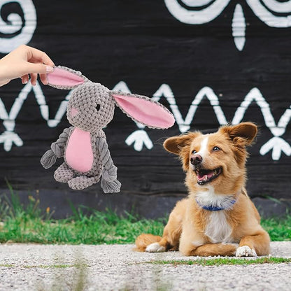 Easter Dog Toys,Easter Rabbit Bunny Egg Plush Squeaky Toys,Easter Rabbit Plush Squeaky Chew Toys for Small Dogs