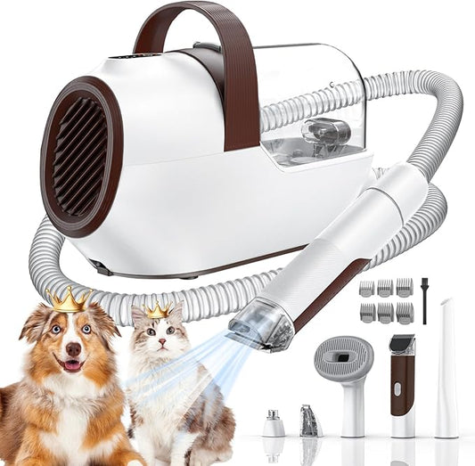 Ozumek Dog Grooming Vacuum, Dog Grooming Kit with Pet Clipper Nail Grinder, 6 Pet Grooming Tools (Mushroom)