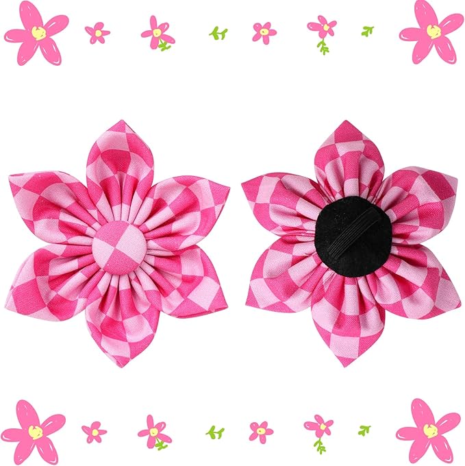 Dog Collar with Flower, UP URARA PUP Cute Pink Dog Bowtie Collar, Detachable Flower Bow Puppy Collar with Metal Buckle for Dogs,XS