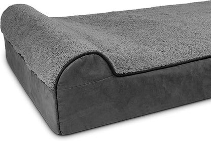 The Dog’s Bed Orthopedic Headrest Dog Bed XXL Grey Plush, Memory Foam, Pain Relief for Arthritis, Hip & Elbow Dysplasia, Post Surgery, Lameness, Waterproof Washable Cover, Veterinary Approved