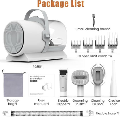 Dog Grooming Vacuum, Pet Grooming Kit with Dog Clippers, 2.5L Dust Cup 11000Pa Dogs Vacuum for Shedding Grooming, 5 Grooming Tools Home Cleaning in 1, Low Noise Pet Grooming Vacuum for Dogs