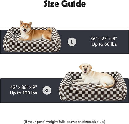 JOEJOY Small Dog Bed for Small Dogs, Rectangle Washable Orthopedic Corduroy Fleece Pet Bed with Removable Zipper Cover, Cute Soft Calming Puppy Bed with Non Skid Bottom