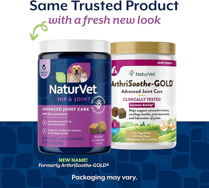 NaturVet ArthriSoothe-Gold Level 3 Advanced Joint Care for Dogs – Soft Chew Dog Supplement with Glucosamine, MSM, Chondroitin & Hyaluronic Acid – Wheat-Free Pet Supplements – 180 Ct.
