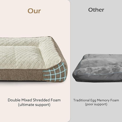 JOEJOY Orthopedic Dog Bed Medium Sized Dogs, Extra Thick Supportive Big Dog Couch Bed with Sides, Ultra Soft Pet Bed Sofa, Beige, 35''x25''