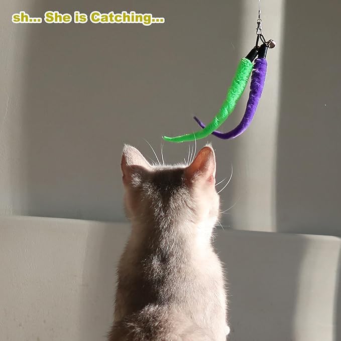 MeoHui Cat Toys for Indoor Cats, Interactive Cat Toy 2PCS Retractable Wand Toy and 9PCS Cat Feather Toys Refills, Funny Kitten Toys Cat Fishing Pole Toy for Bored Indoor Cats Chase and Exercise