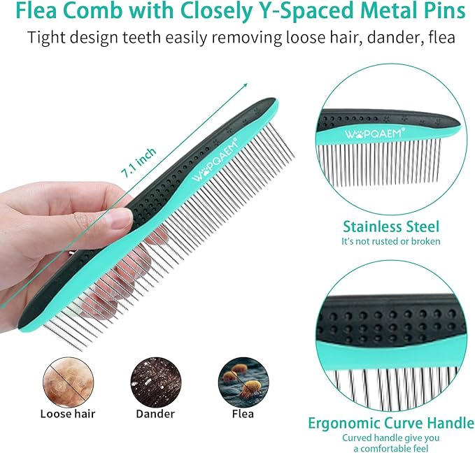 WOPQAEM 5 PCS Self Cleaning Slicker Brush & Pet Grooming Rake & Bath Brush & Nail Clippers & Pet Comb for Dogs and Cats,Professional Deshedding Dematting Tool for Long and Short Haired Pets