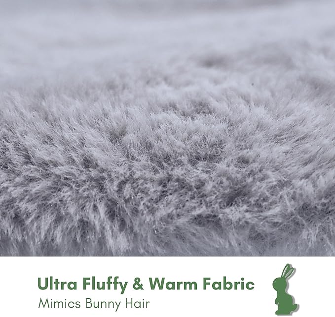 petfelix Self Warming Mat, 24''*20'' Non-Skid Thermal Pet Mat, Washable Outdoor Insulation for Cat House, Carrier Cat Bed, Short-Fluff Grey