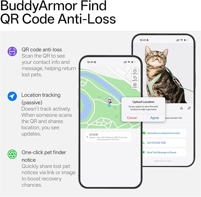 BuddyArmor Escape Proof Cat Harness Anti-Choke Quick Release Adjustable QR Code Soft Nylon Durable Lightweight Figure 8 Cat Harness Anti Escape for Kitten Small Medium Large Cats (Blush Pink, M)