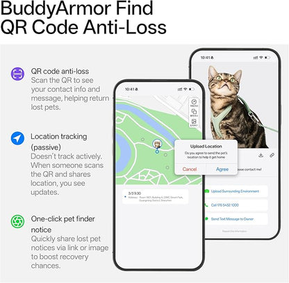 BuddyArmor Escape Proof Cat Harness Anti-Choke Quick Release Adjustable QR Code Soft Nylon Durable Lightweight Figure 8 Cat Harness Anti Escape for Kitten Small Medium Large Cats (Blush Pink, M)