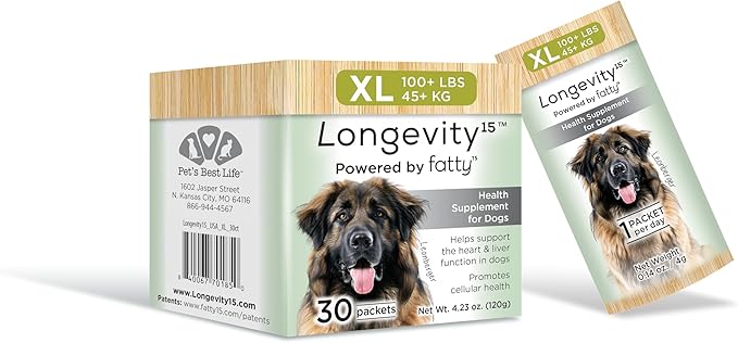Yummy Combs Longevity15 – C15:0 – Fatty Acid Health Supplement for Dogs – Healthy Pet Supplies – for Extra Large Dogs, 3 Pack