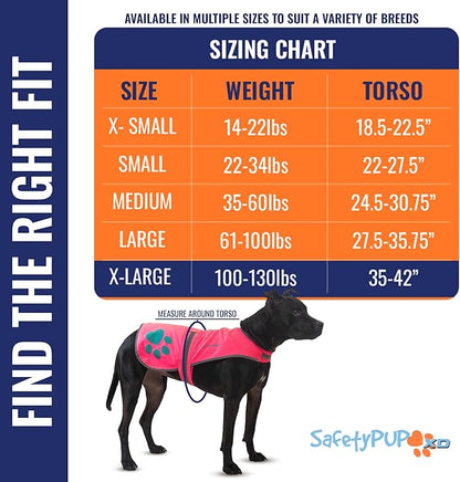 SafetyPUP XD Dog Reflective Vest – Hi-Vis Fluorescent Visibility That Helps to Safeguard Your Pet On/Off Leash in Urban & Rural Areas (Pink, X-Large)