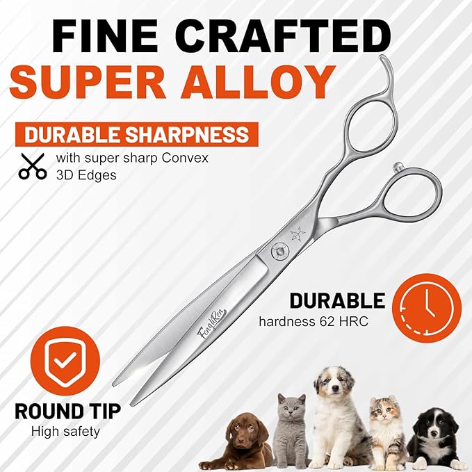 High-end Professional Dog Grooming Scissors Pet Grooming Shears 7 Inches Extremely Very Sharp Made Of Stainless Steel Alloy By Hand For Dog Cat Groomer