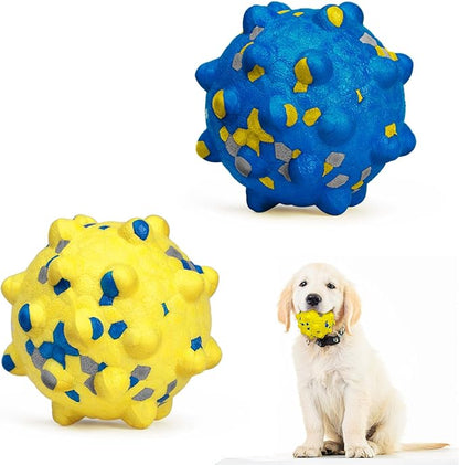 Moonorange Dog Tennis Balls for Aggressive Chewers, Indestructible Durable Bouncy Interactive Toy for Dogs Fetch Game Lightweight Floating Outdoor Training(Yellow+Blue Medium)