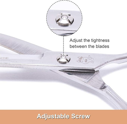 LovinPet Pet Grooming Scissors Professional Dog Cat Grooming Shears with Round Blunt Tip Stainless Steel, Dog Curved Scissors for Grooming Cats Dogs Grooming Tools