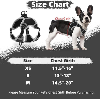 PUPTECK No Pull Dog Harness Small Sized Dog, Adjustable Reflective Escape Proof Easy Control, Comfortable Soft Padded Step in Pet Vest Harness, Black, XS