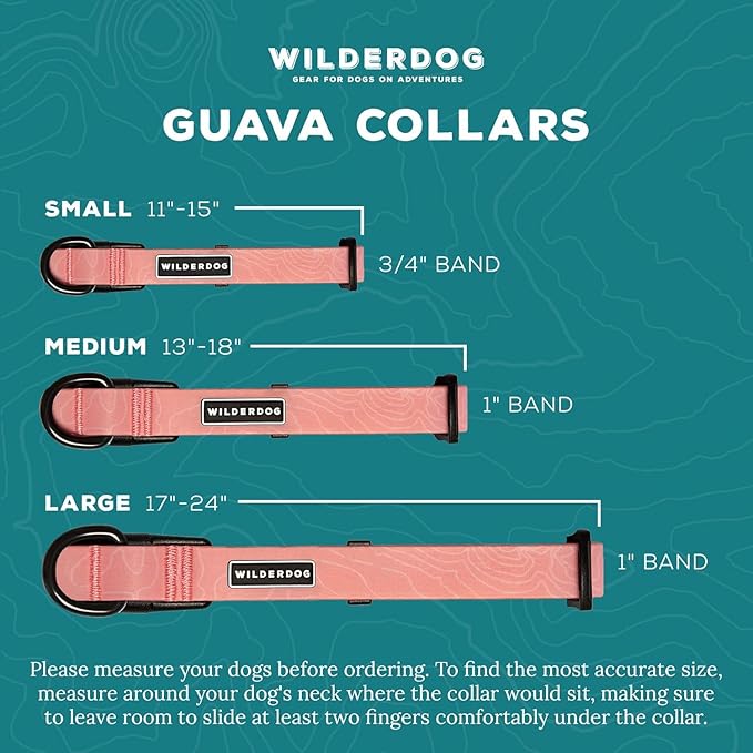 Wilderdog Waterproof Dog Collar - Repels Water & Dirt - Medium 13"-18" - Guava