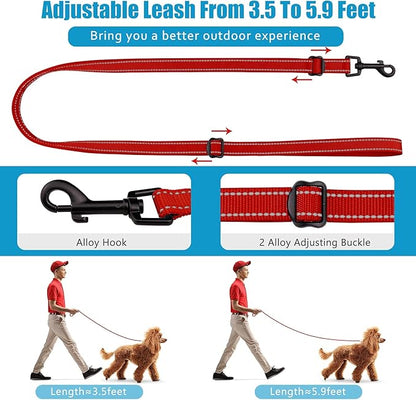 Martingale Dog Collar and Leash Set Martingale Collars for Dogs Reflective Martingale Collar for Small Medium Large Dogs(Red&S)