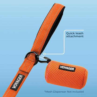 Best Pet Supplies Voyager Reflective Dog Leash or Collar with Neoprene Handle, for Small, Medium, and Large Breed Puppies, Cute and Heavy Duty for Walking, Running and Training - Orange (Leash), L