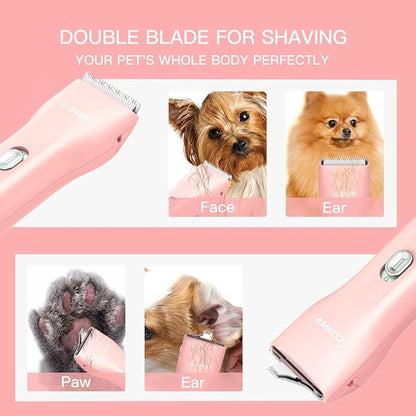 Grimgrow Dog Grooming Kit Clipper for Thick Coat Low Noise Cordless Cat Hair Trimmer Rechargeable Shaver Pet Grooming Tools for Small and Large Animals
