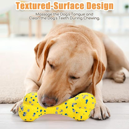 Moonorange 2Pcs Upgrade Bone Dog Balls+Rugby Dogs Toys for Aggressive Chewers, Indestructible Tennis Balls for Dogs (Yellow)