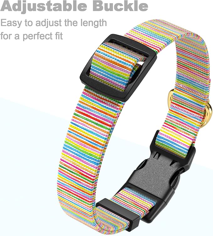 Rnivvi Dog Collar for Medium Dogs, Cute Heavy Duty Adjustable Puppy Collar with Quick Release Buckle for Boy Girl & Female, Pet Accessories for Walking Running, M Length 1" Width, Watercolor Art