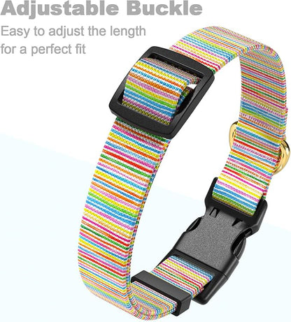 Rnivvi Dog Collar for Medium Dogs, Cute Heavy Duty Adjustable Puppy Collar with Quick Release Buckle for Boy Girl & Female, Pet Accessories for Walking Running, M Length 1" Width, Watercolor Art