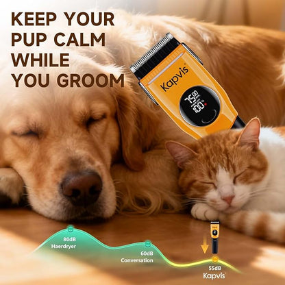 Kapvis Dog Clippers for Grooming Thick Hair with LED Light,Cat Shaver,and Sheep Shears for Thick/Matted/Knotted/Fine/Curly Hair,Works with or Without Power Cord