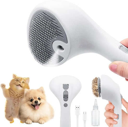 PawsMedal Pet Spray Grooming Brush Cat Brushes Cat Hair Removal Products Cat Shedding Tools Self Cleaning Ergonomic Grip for Short Long Haired Pets Help with matted Fur Rechargable Comb Mist