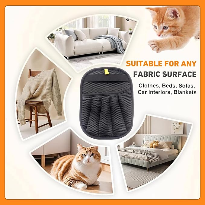 Florteen Pet Hair Removal Glove for Cats & Dogs Hair Remover,Reusable Electrostatic Pet Hair Remover Gloves,Magic Brush Pet Hair Removal Tool for Furniture,Couch,Car Seats,Clothing(2Pcs)
