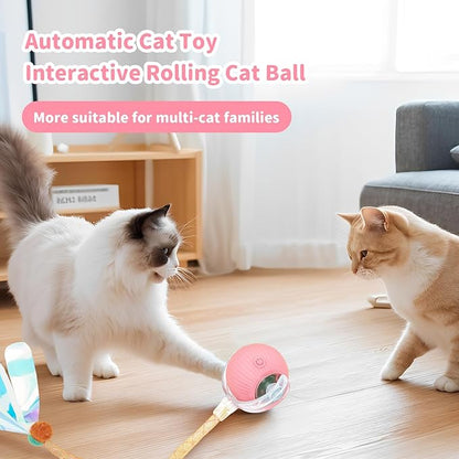 MAXTOOA Interactive Cat Toys for Indoor Cats Smart Automatic Ball Rolling for Bored Kitten Pet Upgraded Speedy Moving Chase Dogs Toy Pink Dragonfly