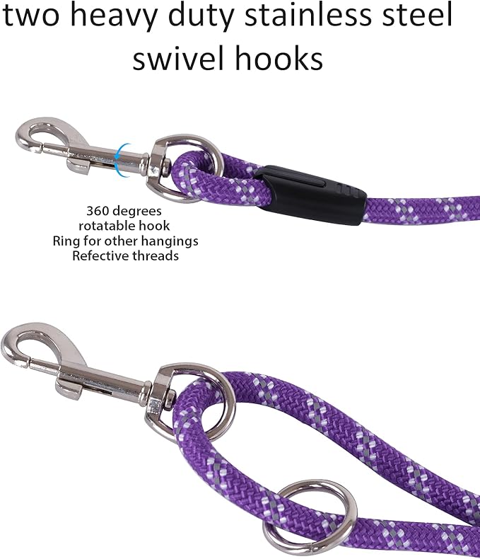 Long Dog Leash for Training - 10FT/16FT/30FT/50FT/100FT, Reflective Check Cord, Heavy Duty for Large, Medium, Small Dogs - Walking, Playing, Camping, Yard