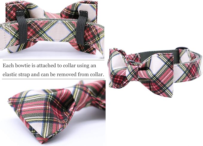 ARING PET Christmas Dog Collar Bowtie, Cute Red Green Xmas Holiday Pet Collars with Bow for Puppy Small Medium Large Boy Girl Dogs-S
