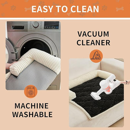 HAOMAIJIA Dog Couch Bed for Large Dogs, Non Slip Pet Couch Covers for Sofa Thick Soft Washable Dog Couch Cover Protector All Seasons Universal Dogs and Cats Bed Mat (Black, Large)