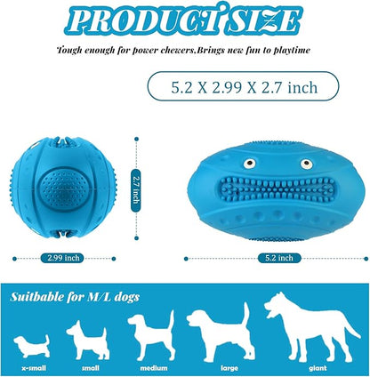 MynePets Indestructible Chew Toys for Aggressive Chewers - Durable, Squeaky, Large Toys for Big Dogs (Blue)