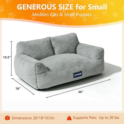 Cat Bed with Beveled Armrests, Warm Cat Beds for Indoor Cats with Removable Cover, High-Resilience Foam Cat Couch That Won’t Flatten Even After Long-Term Use, Washable Pet Bed for Cats & Small Dogs